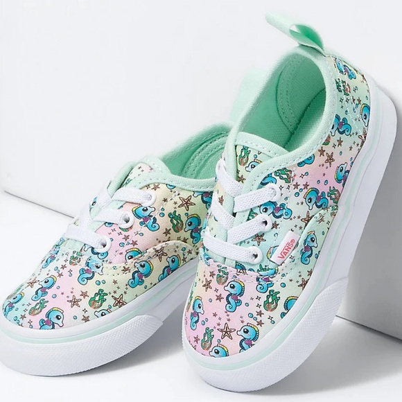 Vans Toddler Pastel Rainbow Seahorse Elastic Lace Authentic Sneakers SZ 7 - Picture 1 of 15